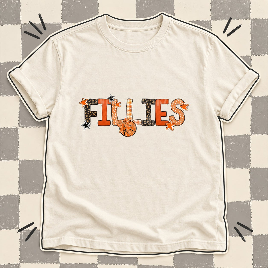 Fillies Mixed Doodle Basketball Mascots – Leopard Court DTF transfer mockup