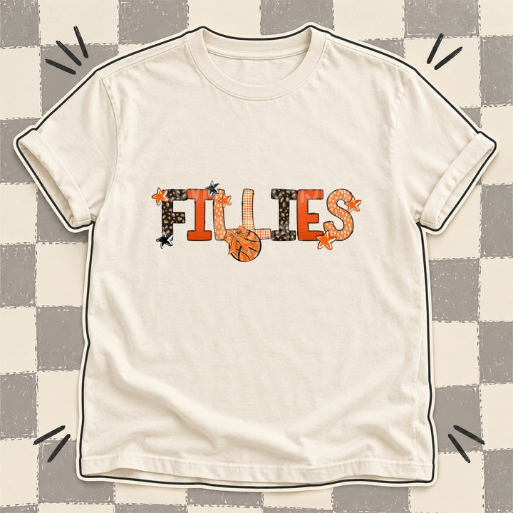 Fillies Mixed Doodle Basketball Mascots – Leopard Court DTF transfer mockup