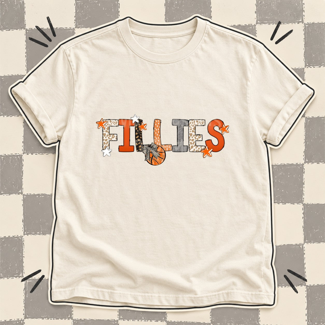 Mixed Doodle Basketball Mascots – Orange and Brown Fillies design