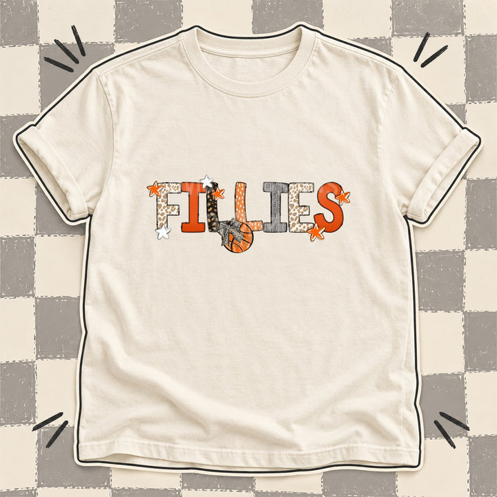 Fillies Mixed Doodle Basketball Mascots – Orange and Brown DTF transfer mockup