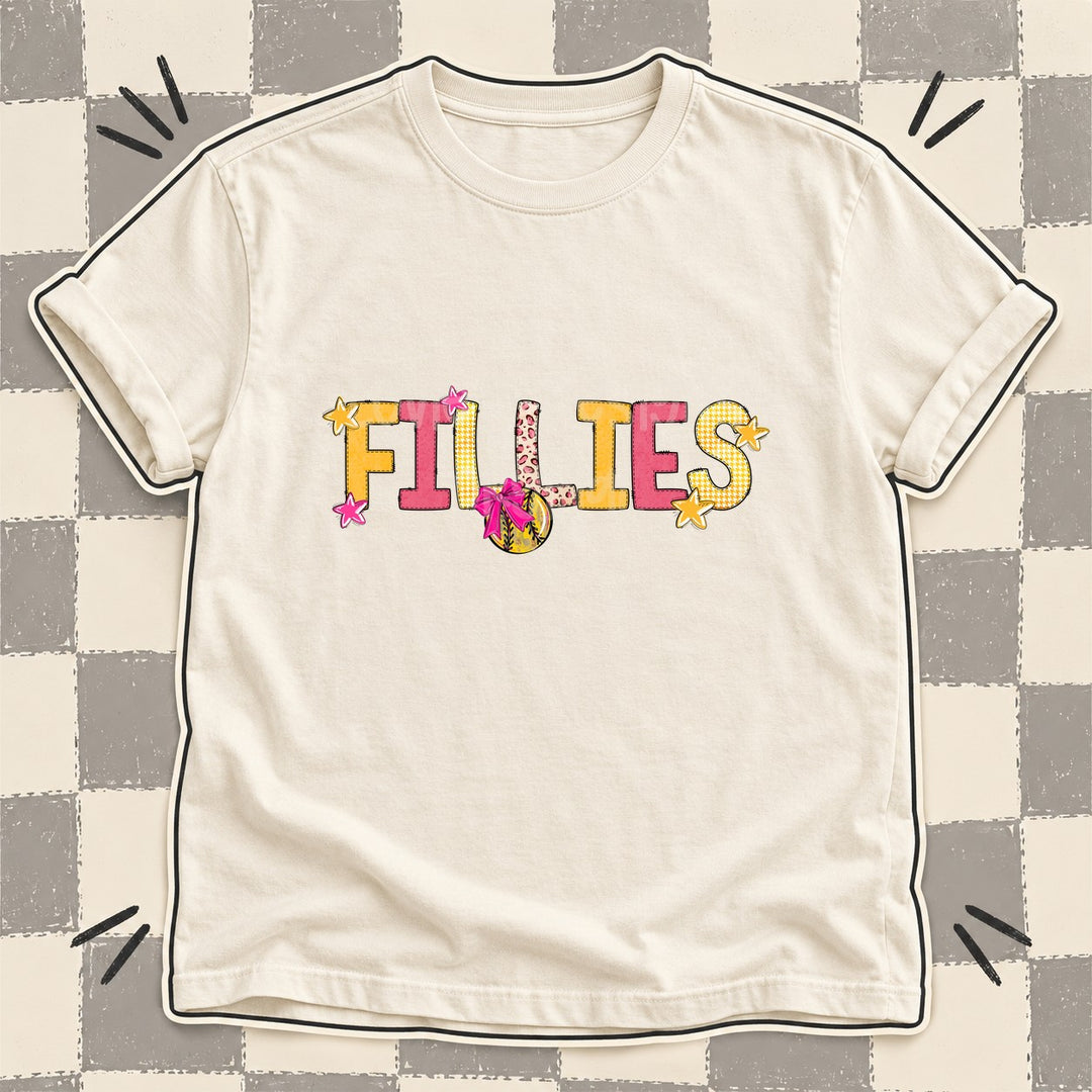 Fillies Mixed Doodle Softball Mascots – Stitched Softball DTF transfer mockup