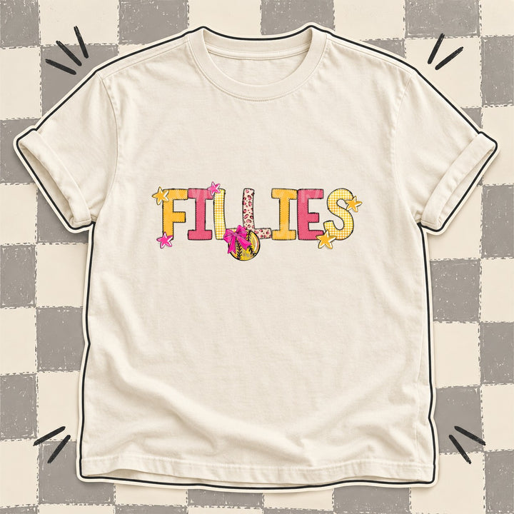 Fillies Mixed Doodle Softball Mascots – Stitched Softball DTF transfer mockup