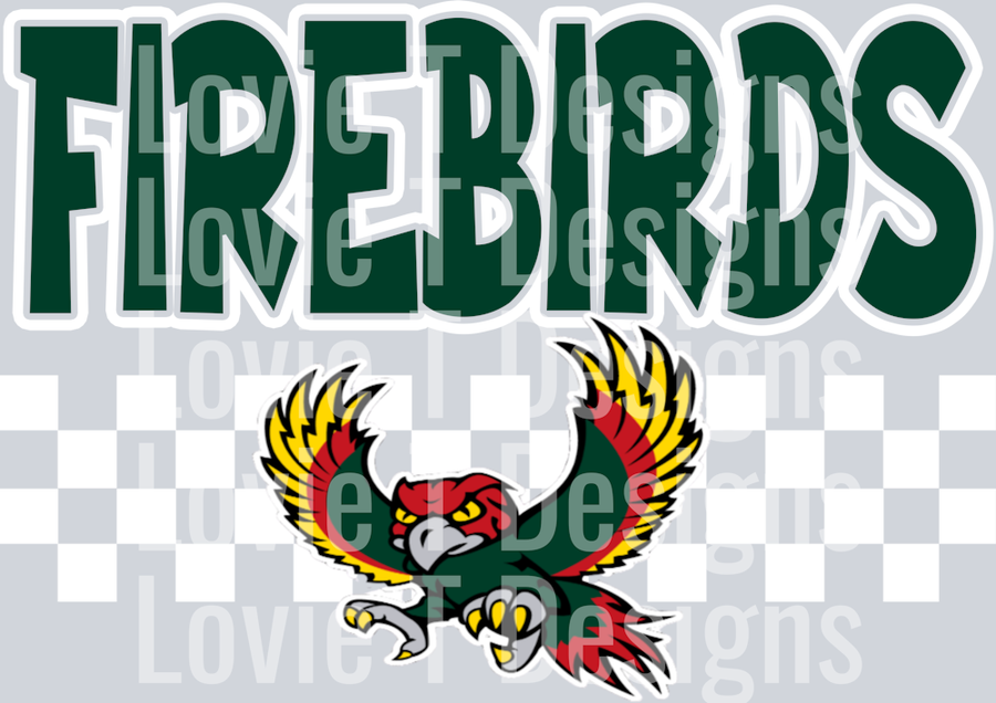 FIREBIRDS GREEN AND WHITE SIMPLE CHECKER MASCOT