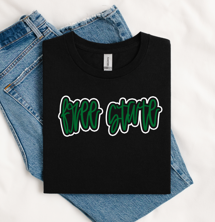 FREE STATE OUTLINE DESIGN GREEN AND WHITE