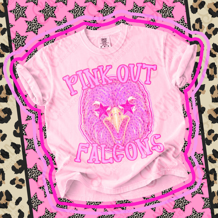 Falcons 2 Pink Out Mascots mascot DTF transfer
