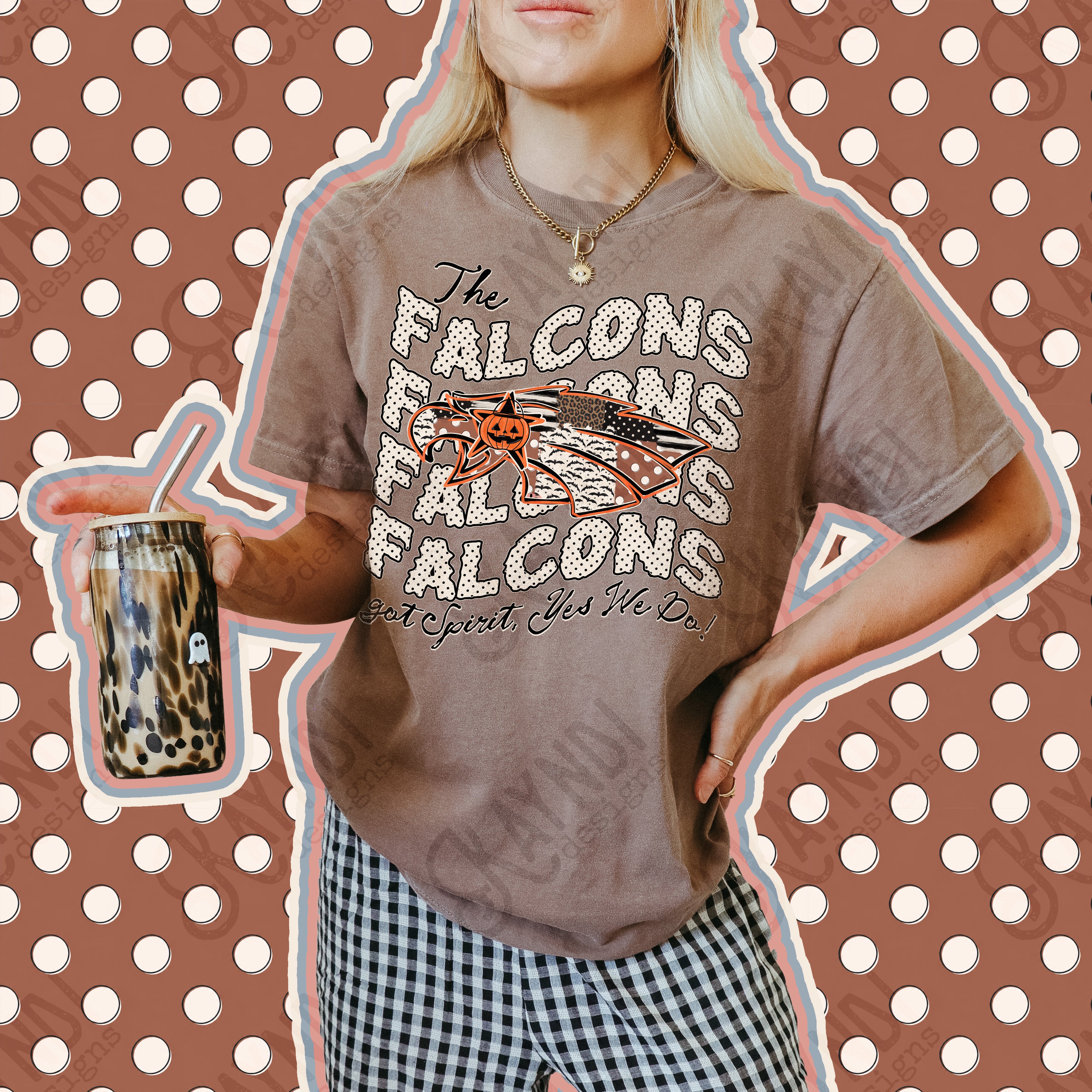 Patchwork Pumpkin Spirit Mascots Falcons 2 design