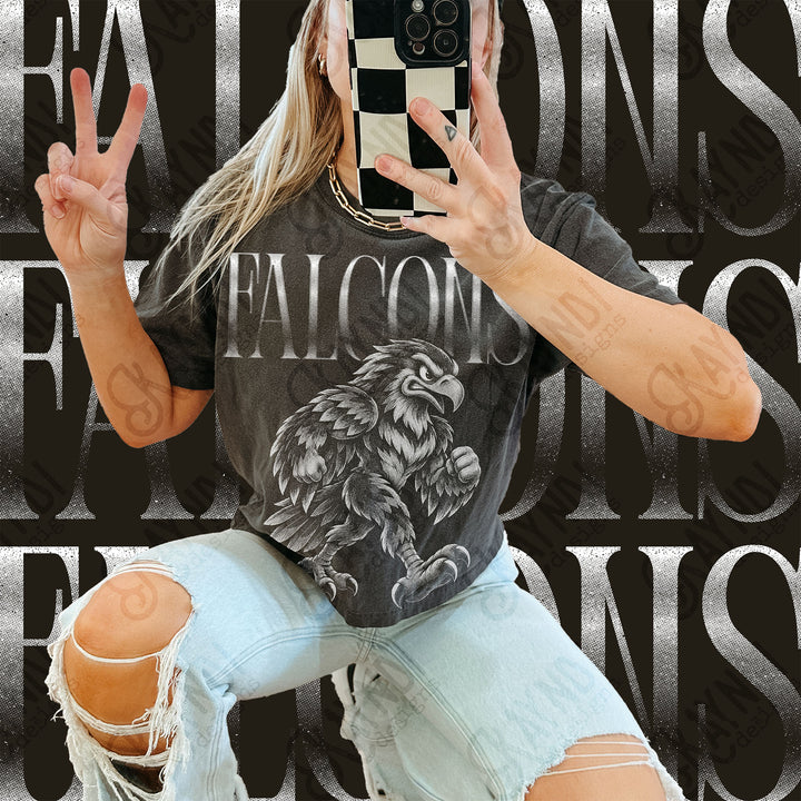 Halftone Mascots Falcons 4 DTF transfer mockup