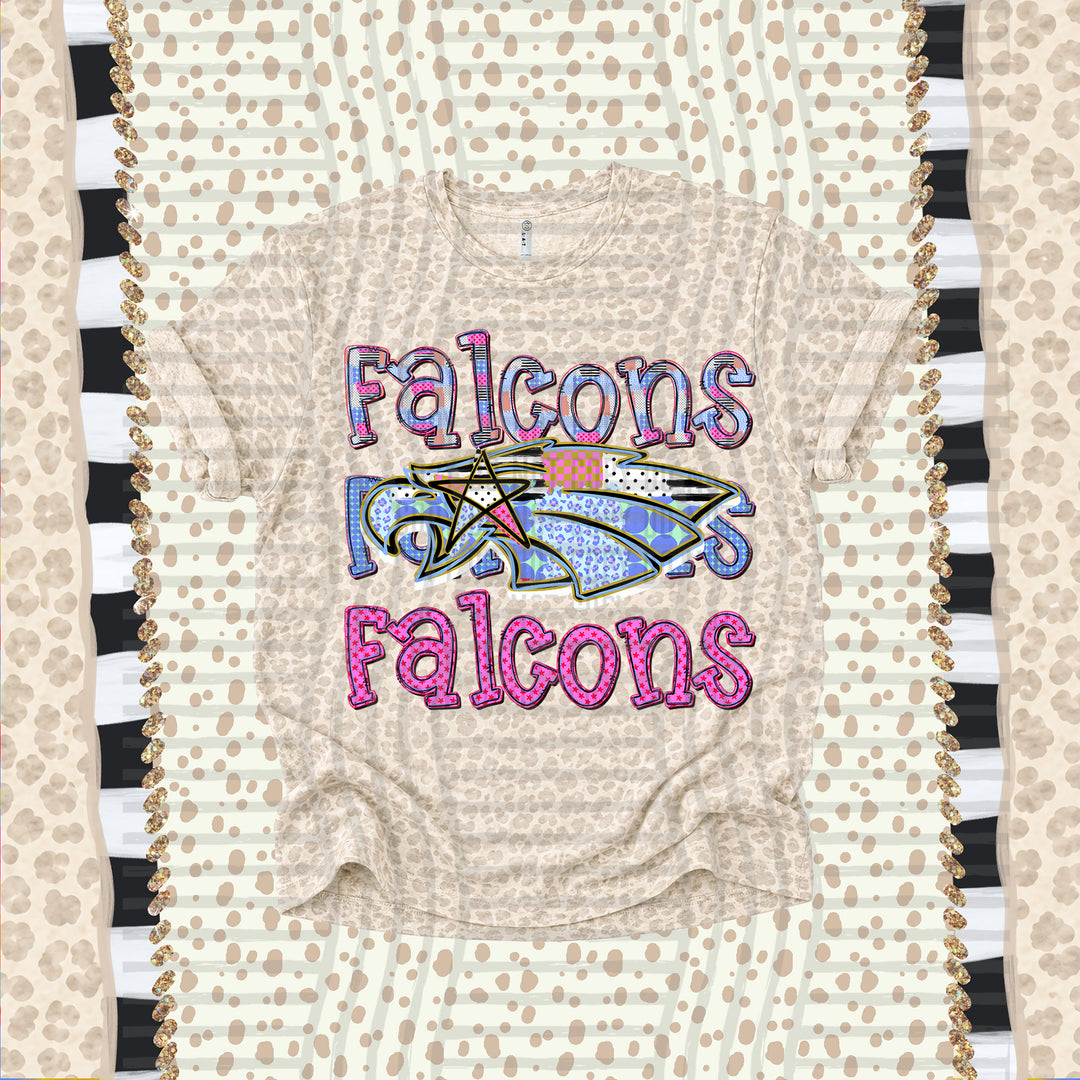 Falcons Dolly Doodle mascot DTF transfer