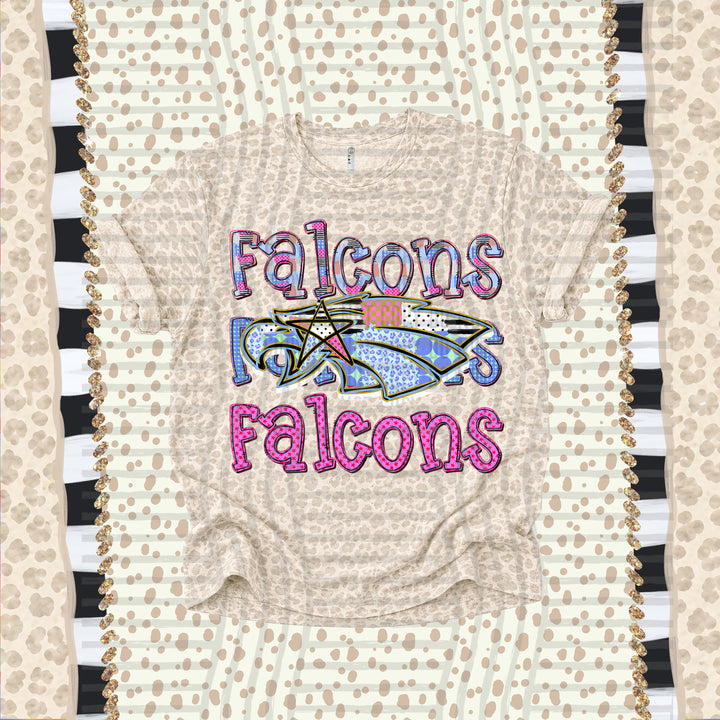 Falcons Dolly Doodle mascot DTF transfer