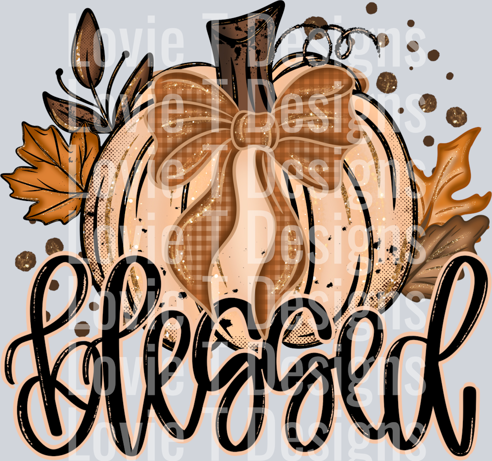 Fall Glitter Pumpkin Blessed