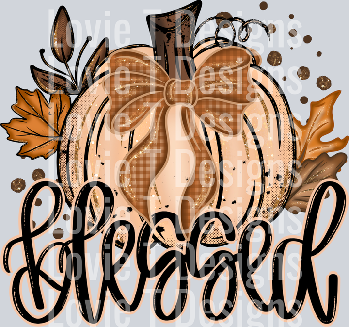 Fall Glitter Pumpkin Blessed