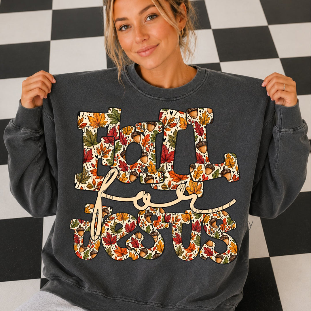 Fall for Jesus Acorn Script fall faith DTF transfer mockup 2