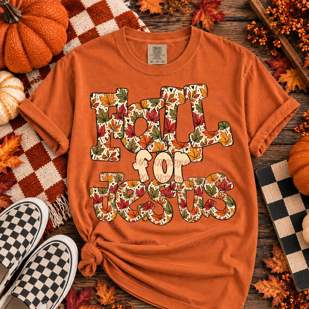 Fall for Jesus Leaves fall faith DTF transfer mockup