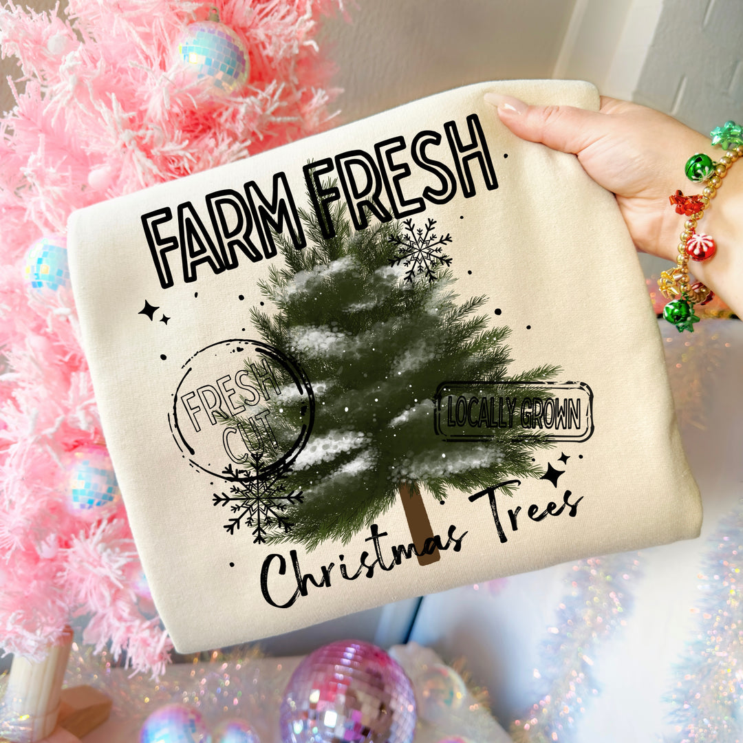 Farm Fresh Christmas Trees (Black) DTF transfer – mockup