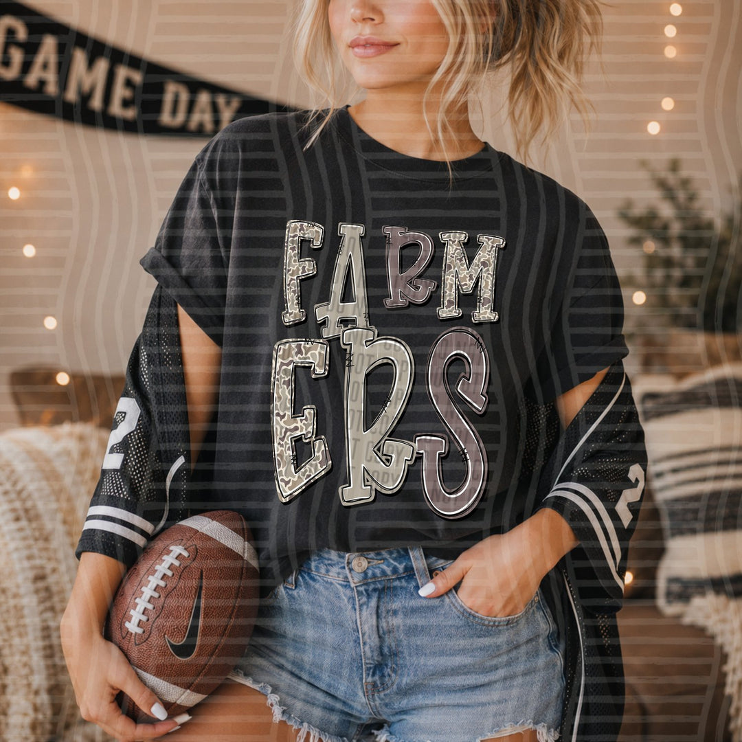 Farmers Camo Jumble Mascots DTF transfer