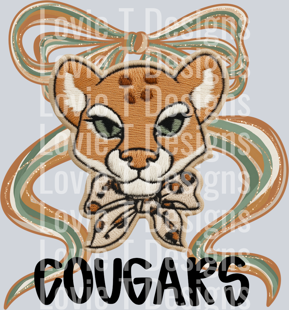 Faux Embroidery Bow Cougars_CMD
