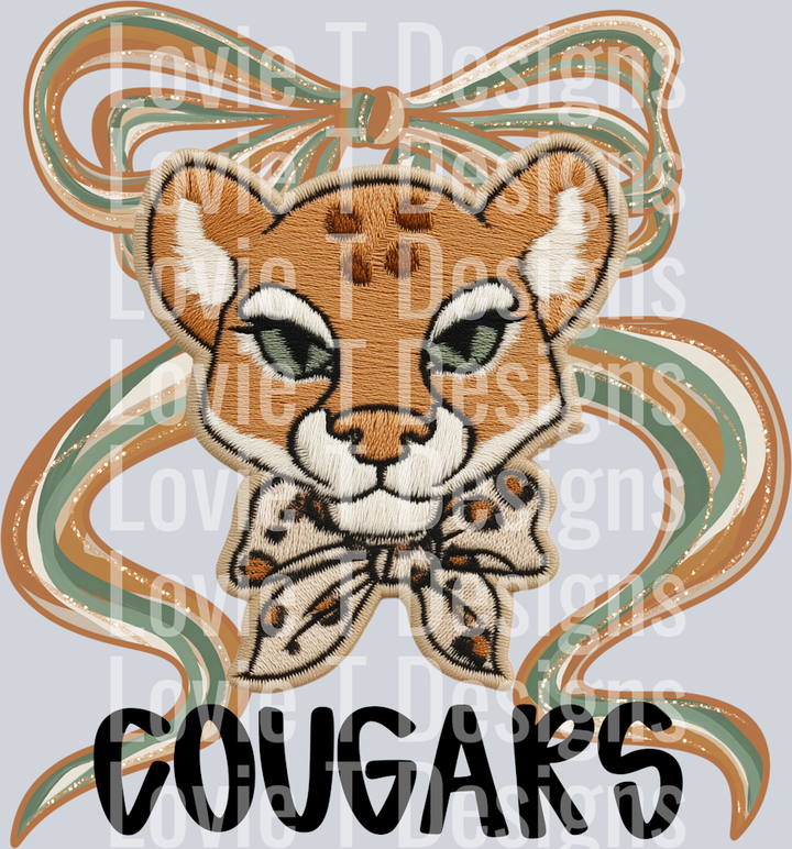 Faux Embroidery Bow Cougars_CMD