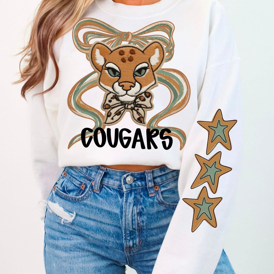 FAUX EMBROIDERY BOW COUGARS