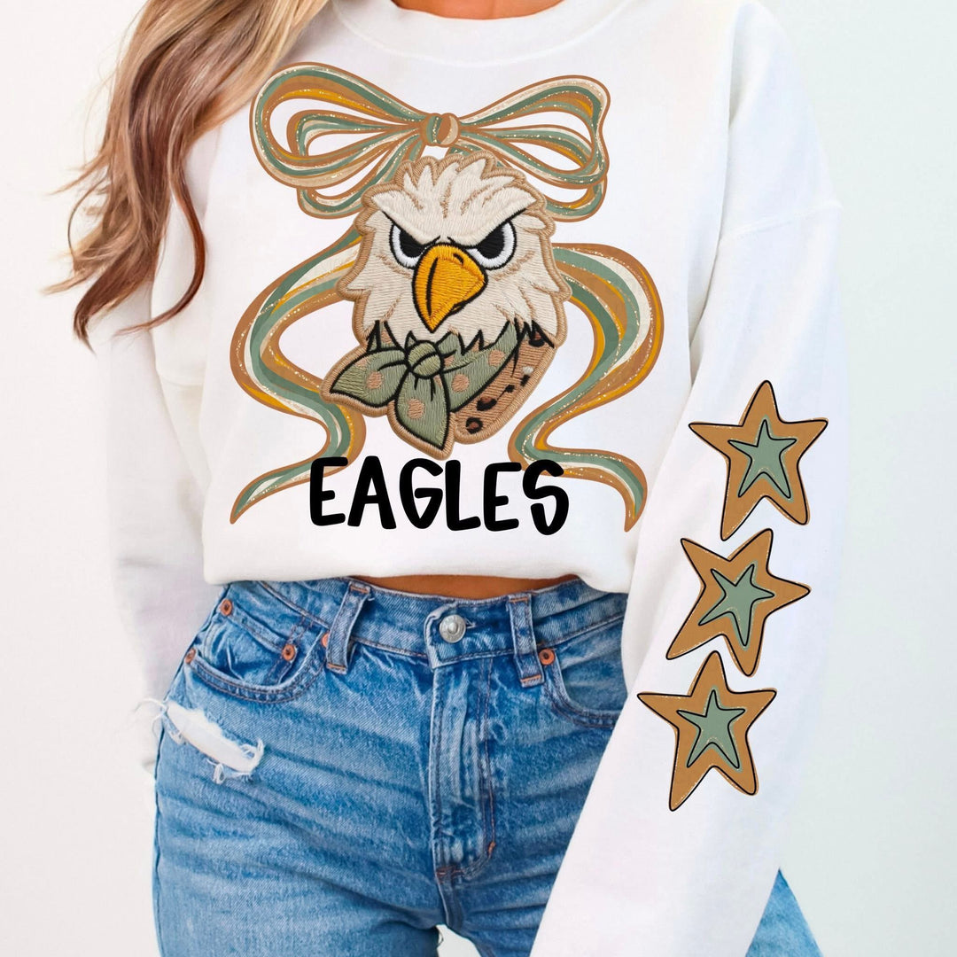 FAUX EMBROIDERY BOW EAGLES
