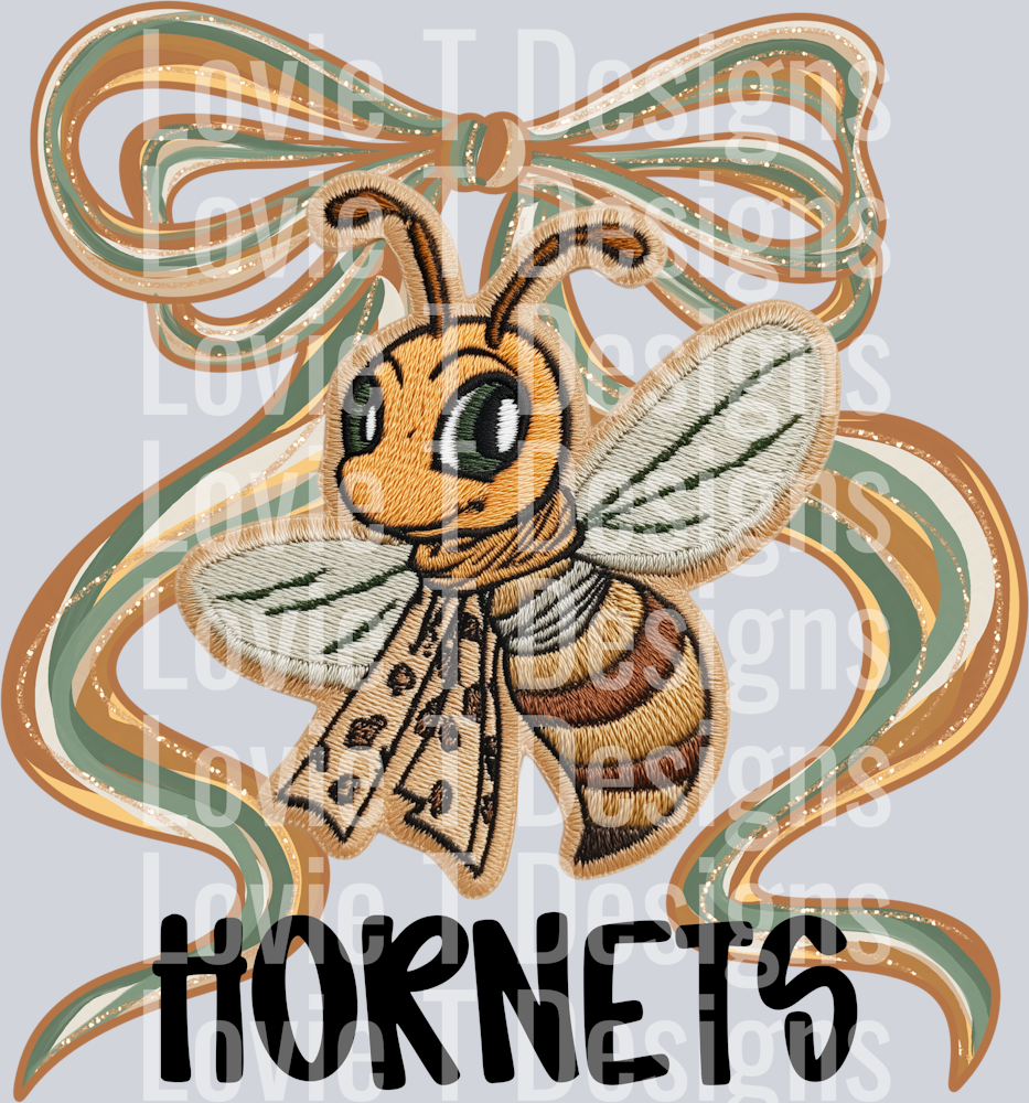 Faux Embroidery Bow Hornets_CMD
