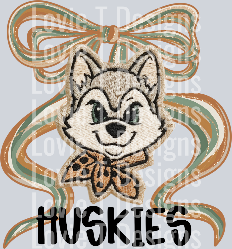 Faux Embroidery Bow Huskies_CMD