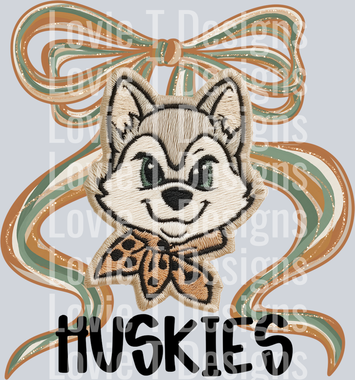 Faux Embroidery Bow Huskies_CMD