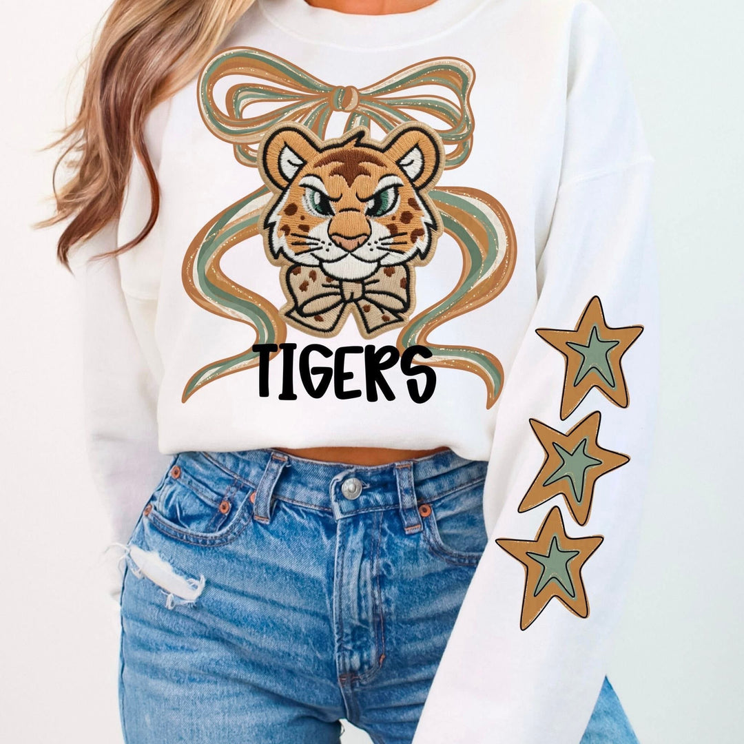 FAUX EMBROIDERY BOW TIGERS