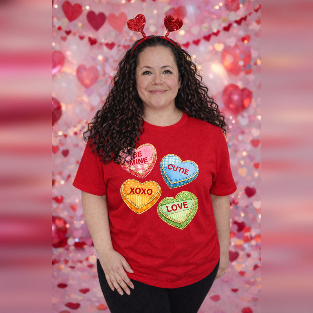 Faux Quilted Hearts – DTF Transfer – product image