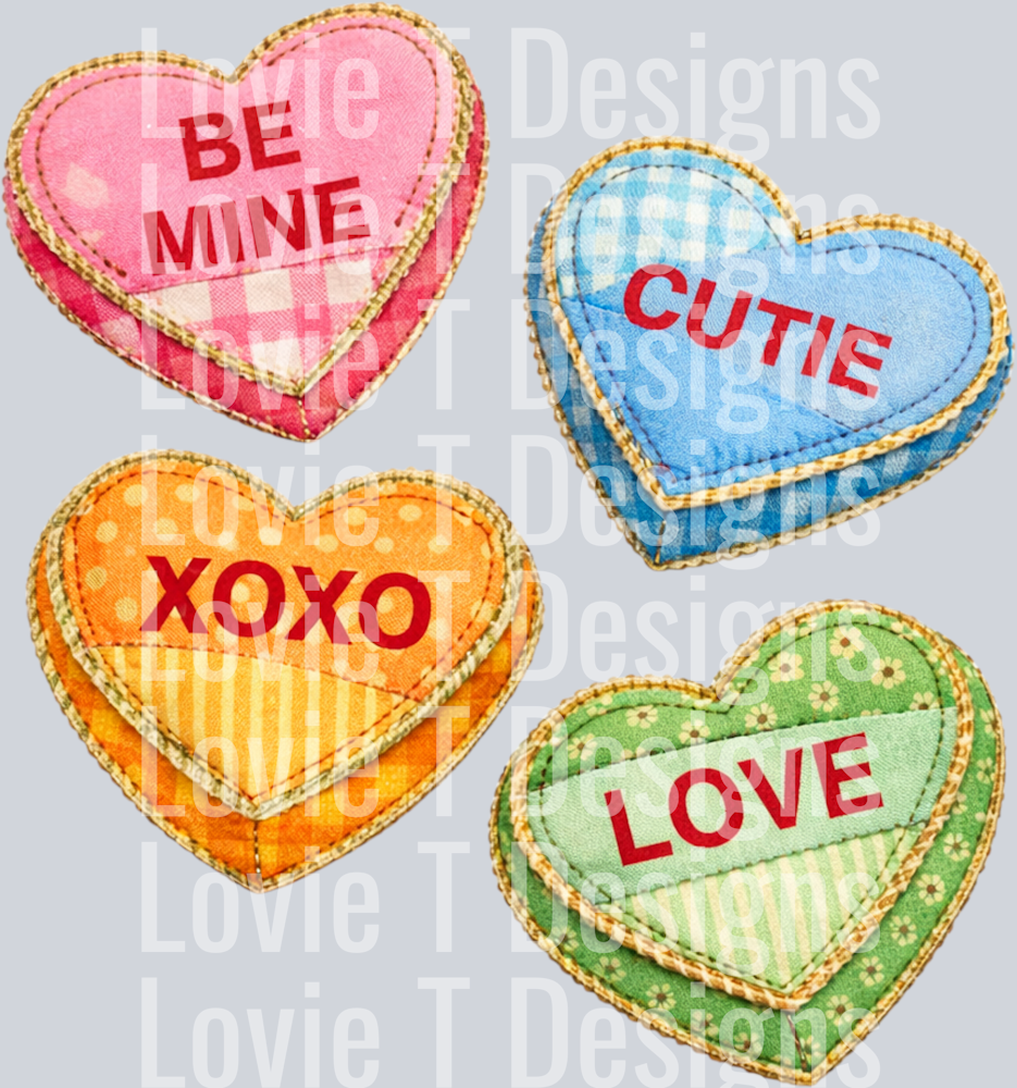 Faux Quilted Hearts
