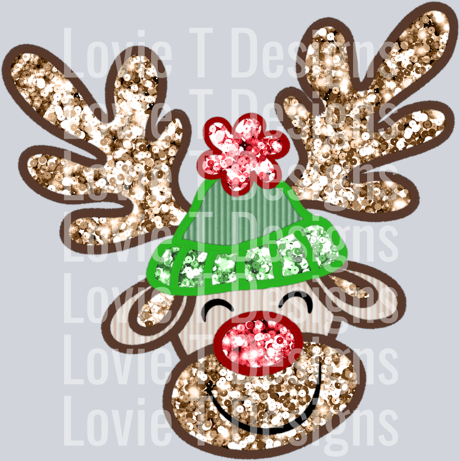 Faux Sequin Reindeer