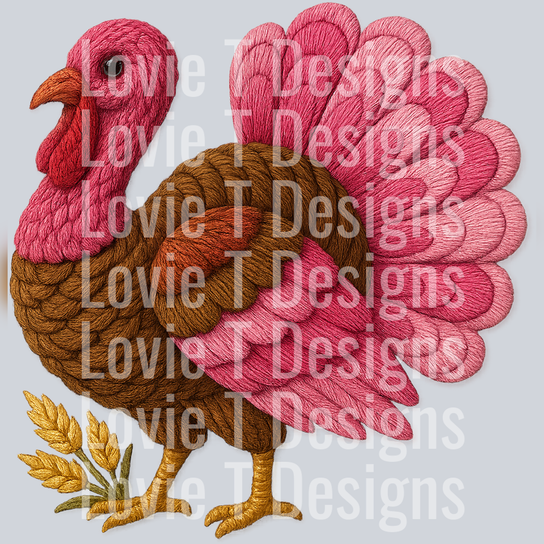 Faux Yarn Pink Turkey – DTF Transfer