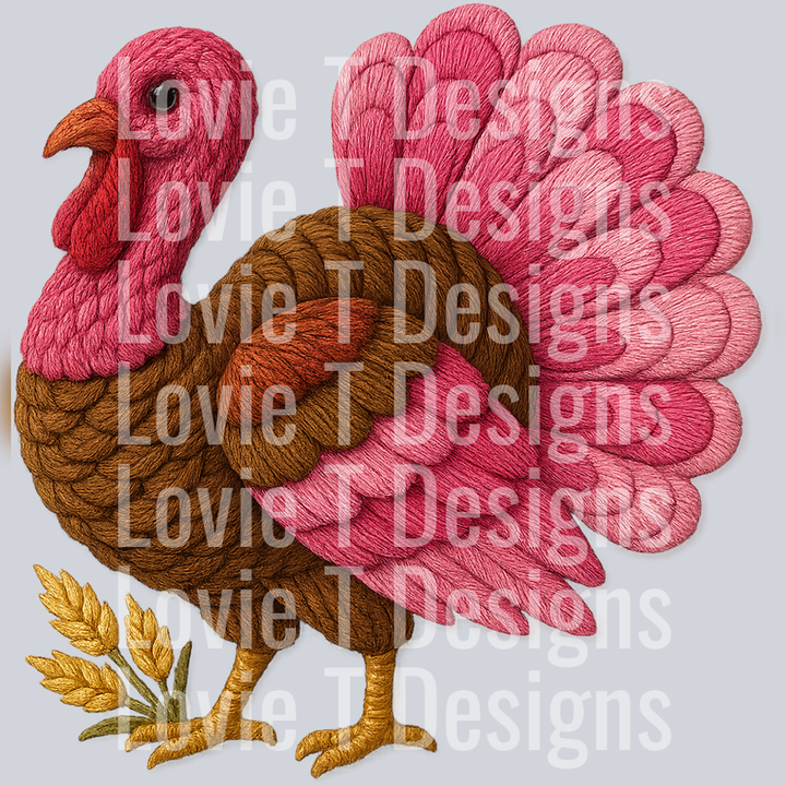 Faux Yarn Pink Turkey – DTF Transfer