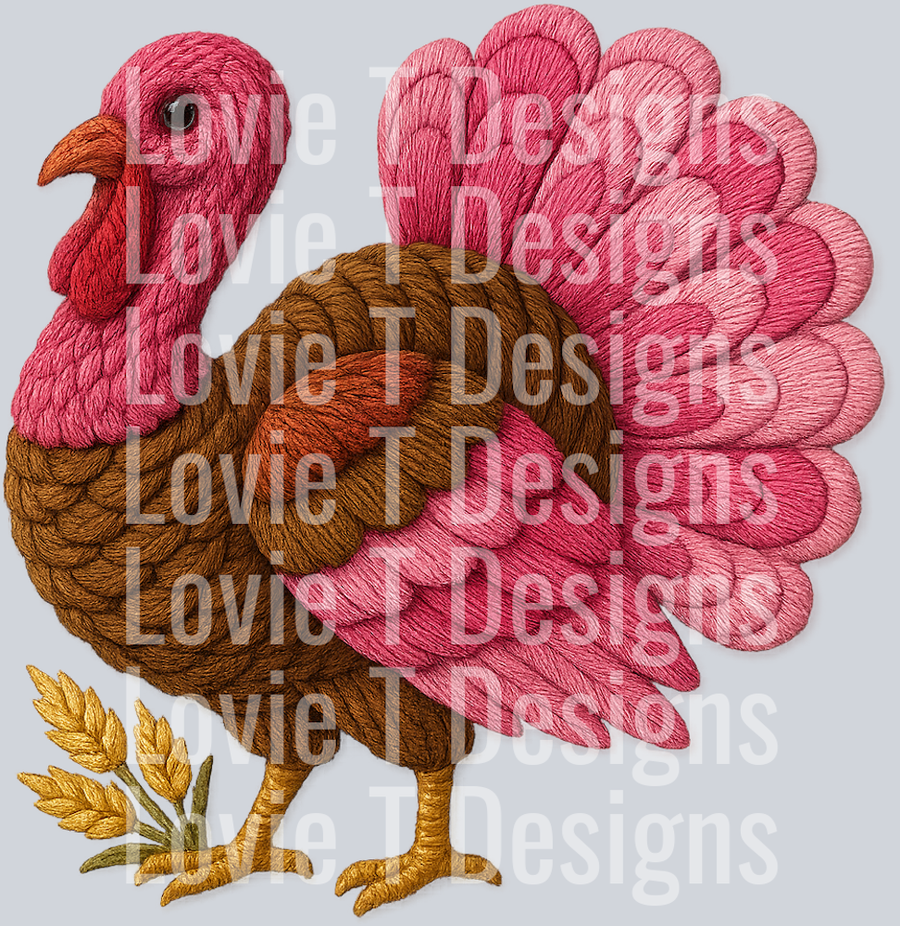 Pink Turky FAUX YARN PINK TURKEY - Lovie T Designs