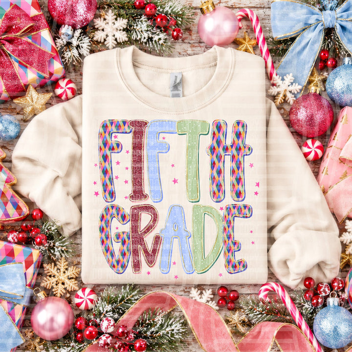 Fifth Grade Jingle Jumble Stacked Grades DTF transfer