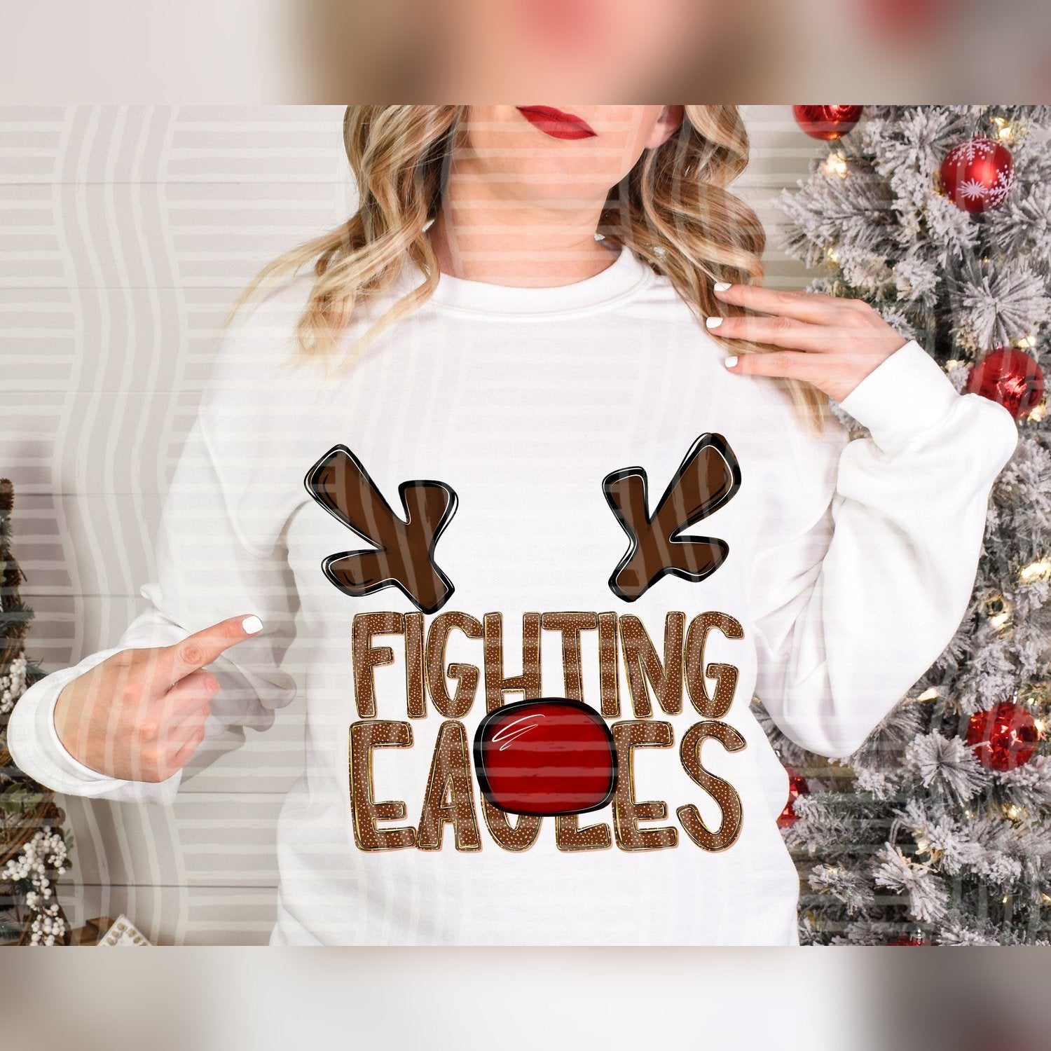 Deer Antler Mascots Fighting Eagles design
