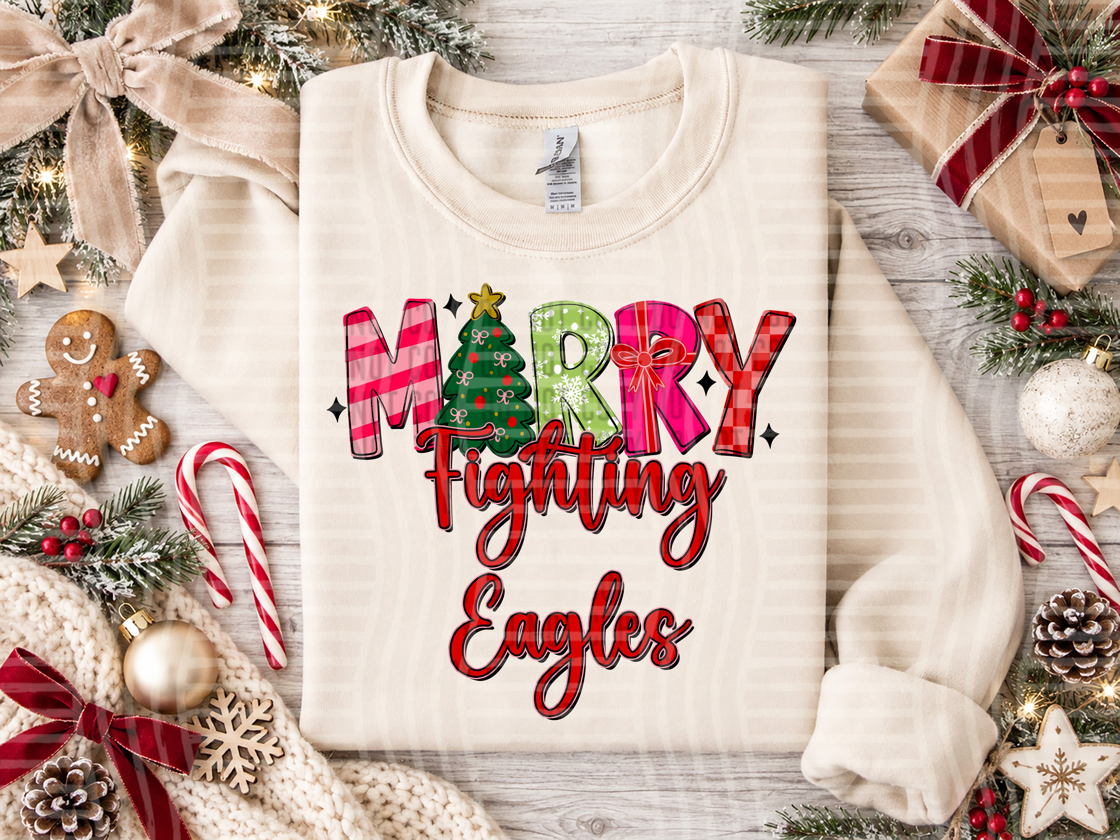 Merry Mascots Fighting Eagles design