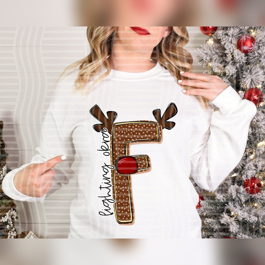 Fighting Okra Deer Antler Initial Mascots DTF transfer