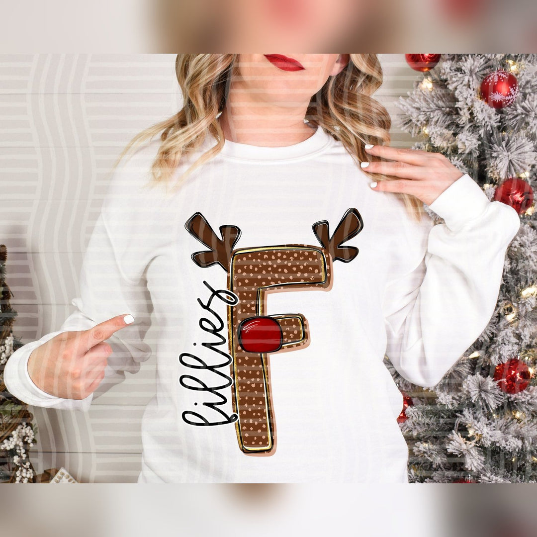 Fillies Deer Antler Initial Mascots DTF transfer