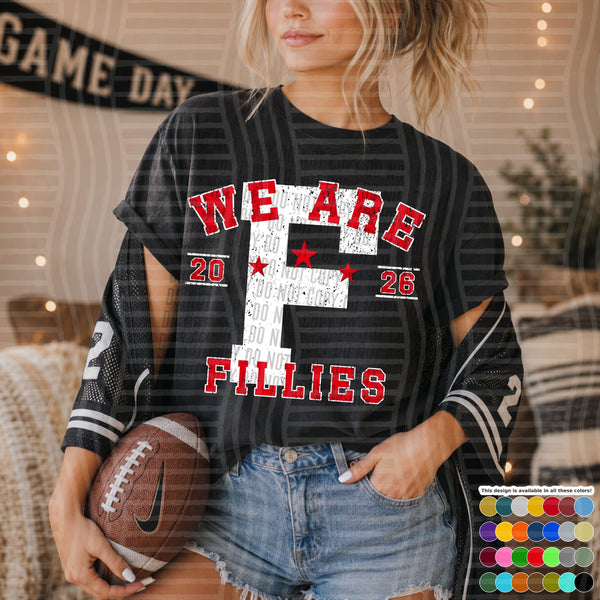 Varsity Initials White Outline Mascots Fillies design