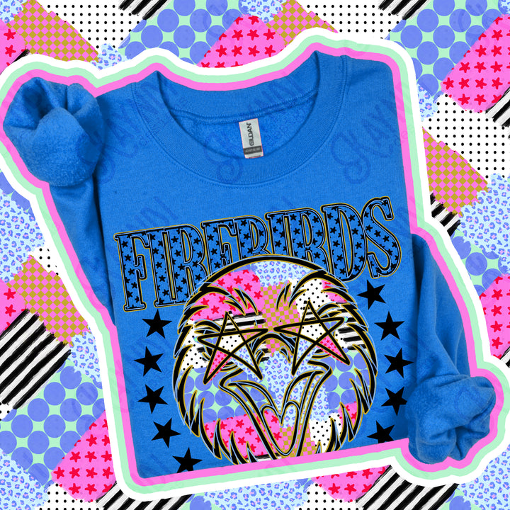 Firebirds Patchwork Varsity Stars mascot DTF transfer