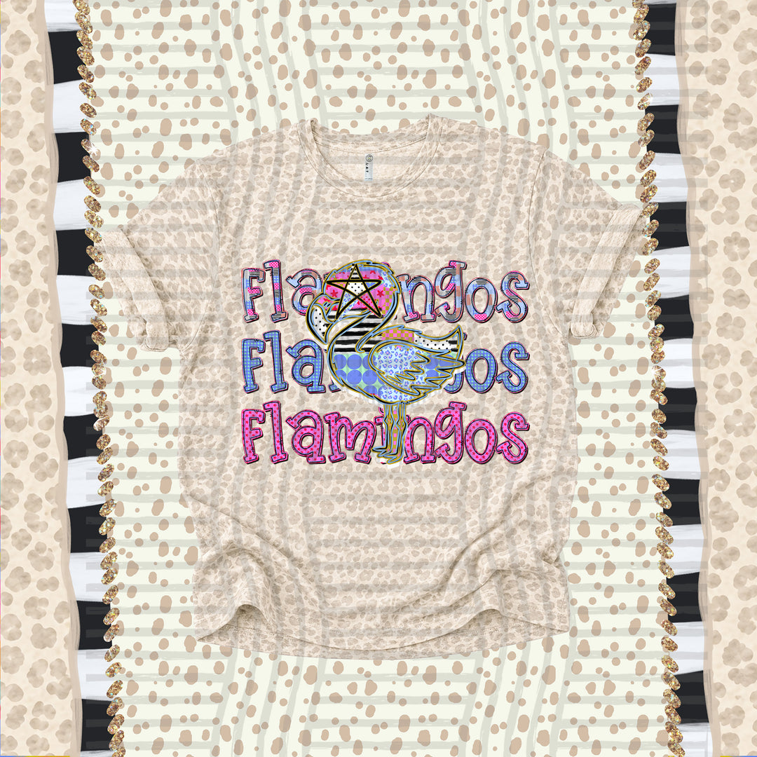 Flamingos Dolly Doodle mascot DTF transfer