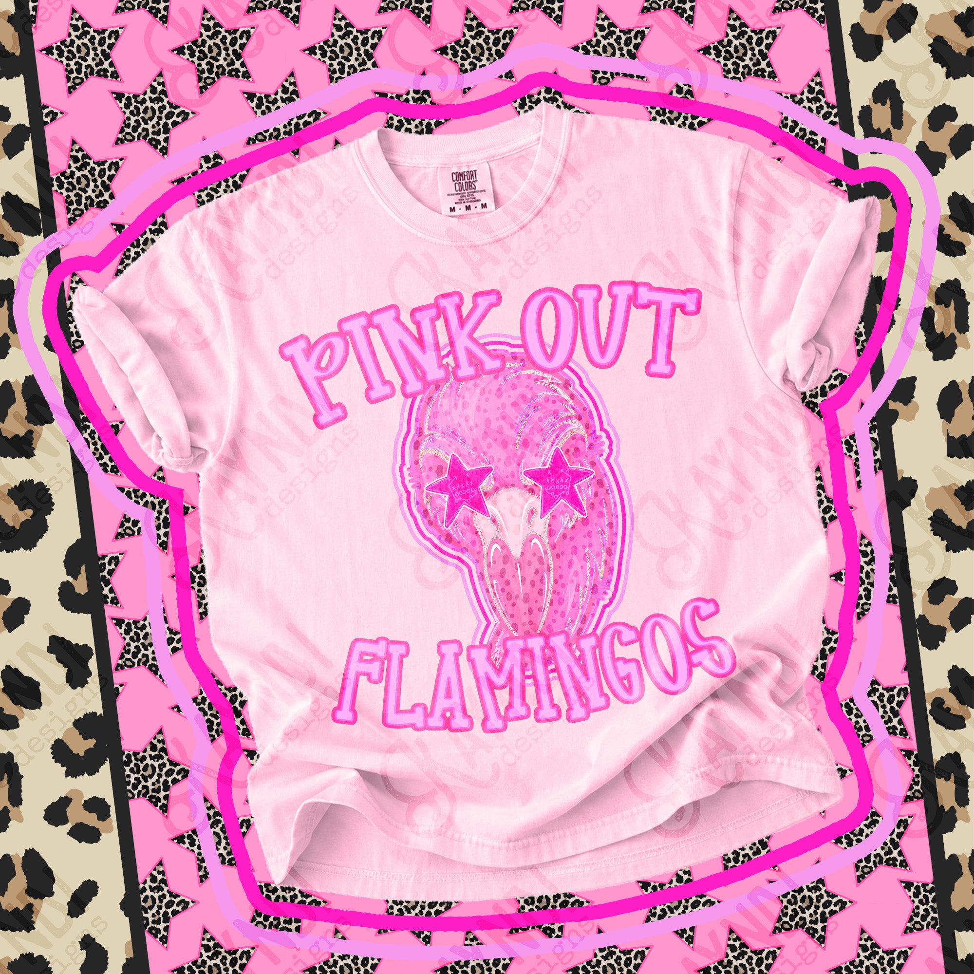 Pink Out Mascots Flamingos mockup