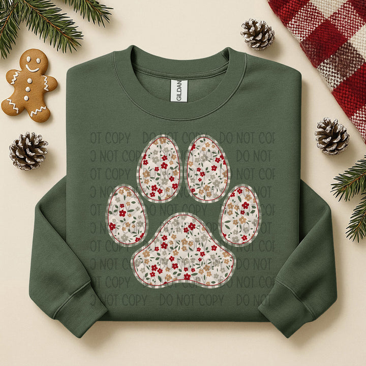 FLORAL CHRISTMAS QUILTED DOG PAW
