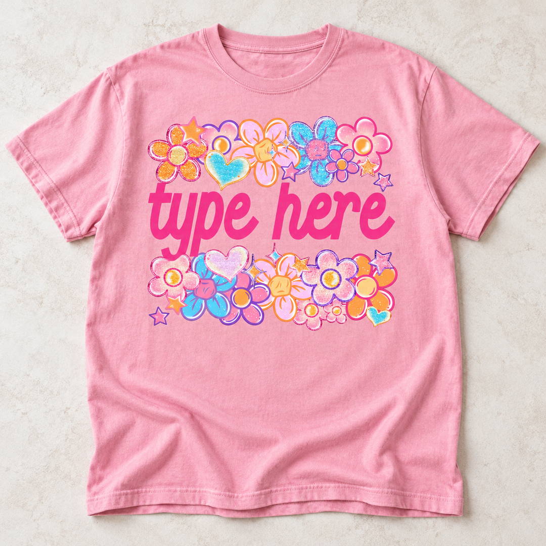 Floral Heart Family Names customizable DTF transfer mockup