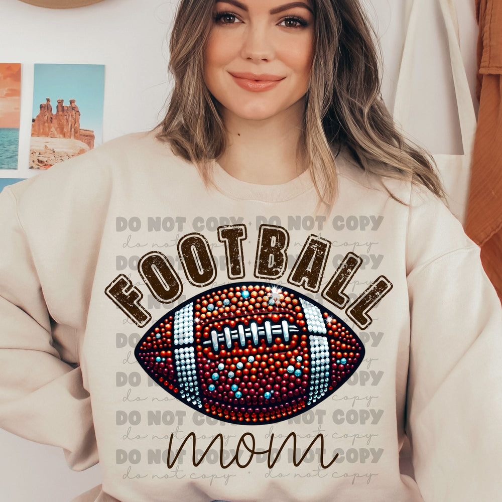 Football Mom Faux Rhinestone UD-Lovie T Designs