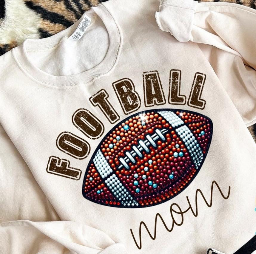 Football Mom Faux Rhinestone UD-Lovie T Designs