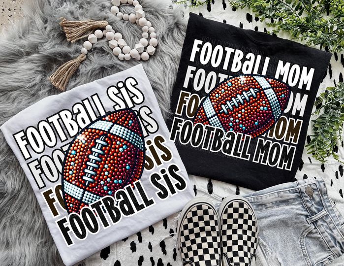 Football Sis or Football Mom Faux Rhinestone-Lovie T Designs