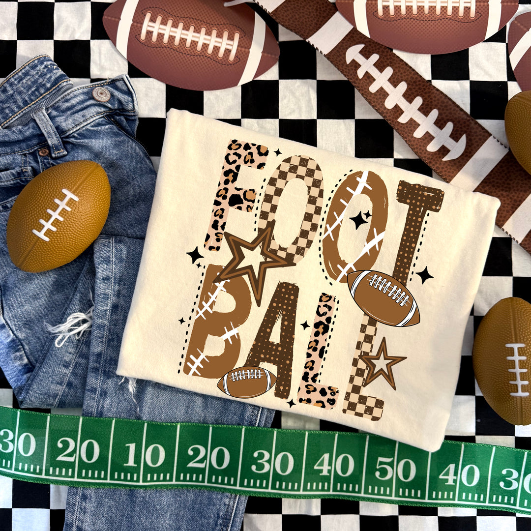 Football Leopard & Checker Letters DTF transfer – mockup