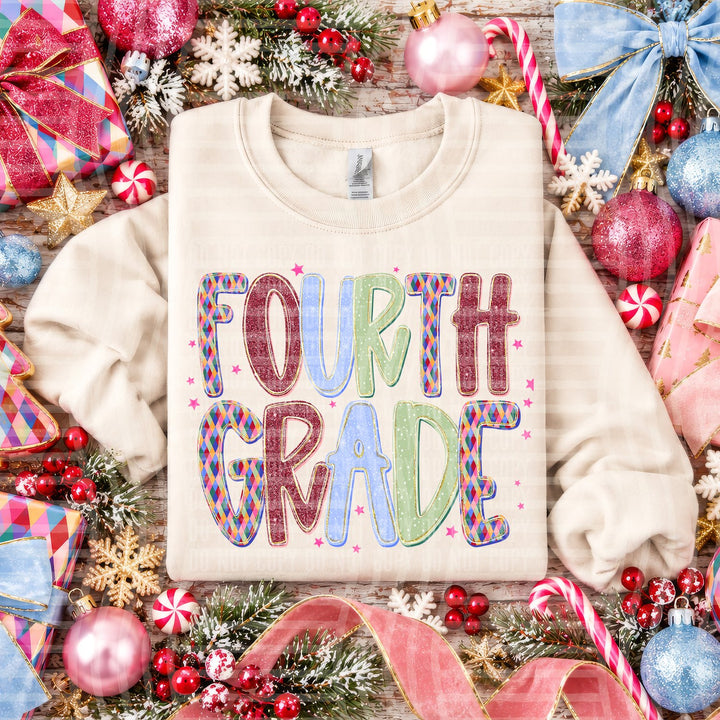 Fourth Grade Jingle Jumble Stacked Grades DTF transfer