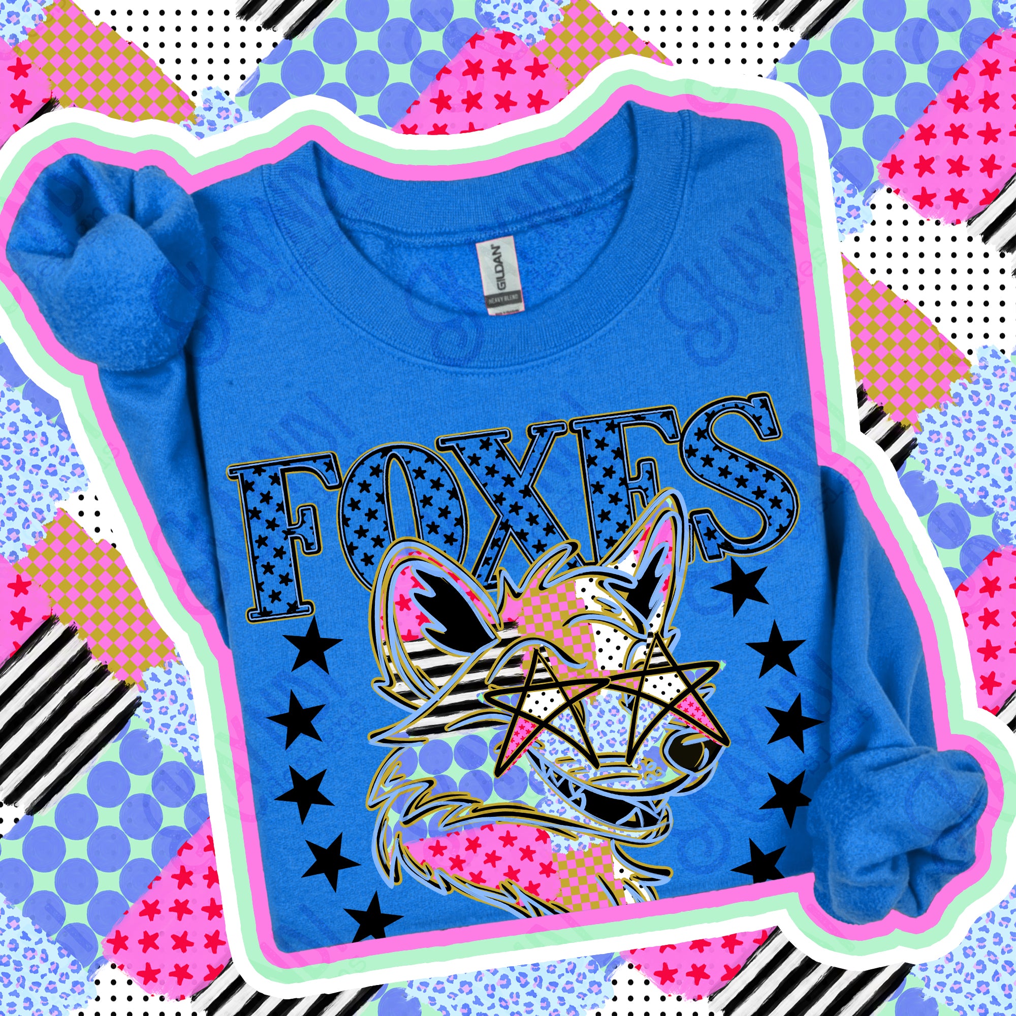 Patchwork Varsity Stars Mascots Foxes 2 design